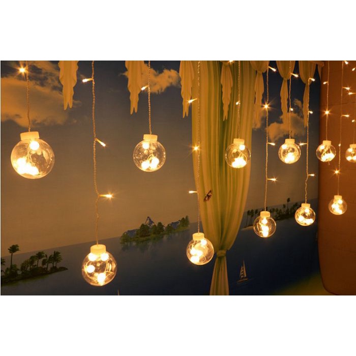Đèn Rèm Led Nháy Bóng Tròn, Dây Đèn Led Trang Trí Sân Thượng, Phòng Khách, Phòng Ngủ