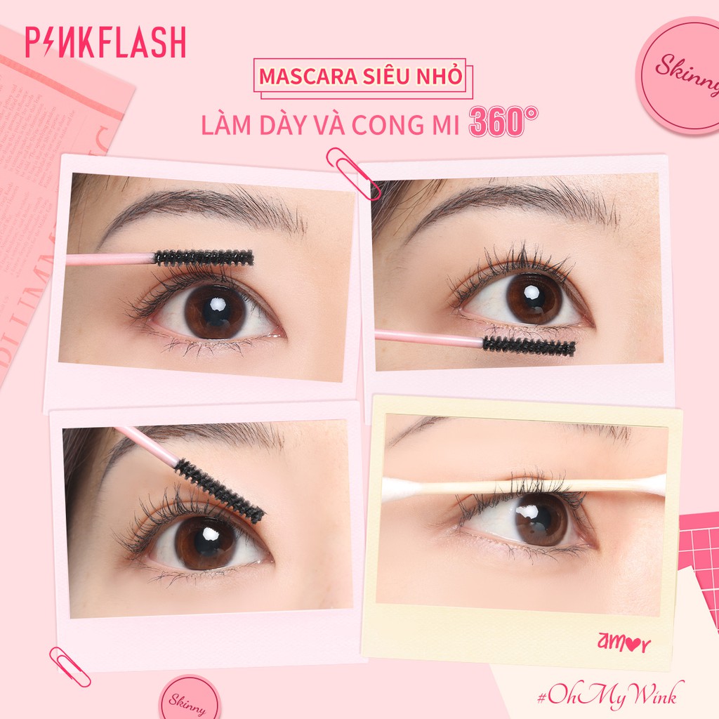 Mascara PINKFLASH OhMyWink 27g chứa các thành phần làm dài mi độc đáo