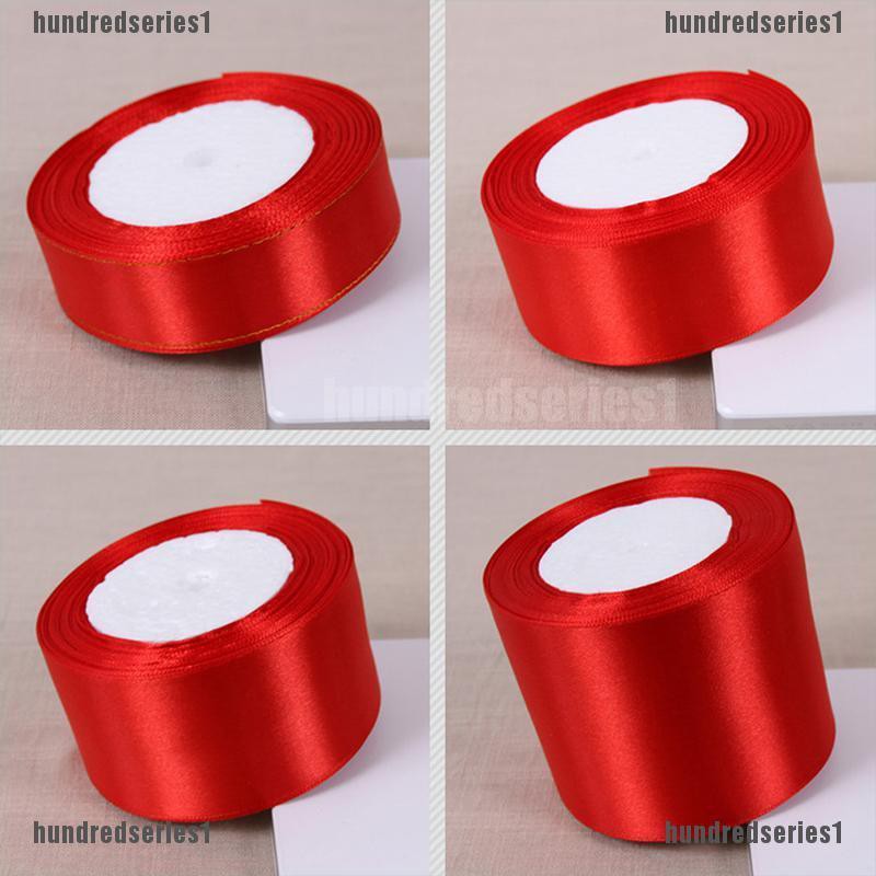 Cuộn dây ruy băng đỏ vải lụa satin trang trí đa năng dài 25 yard