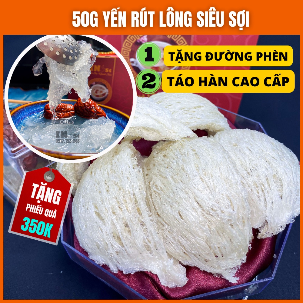 50g Yến Sào Nguyên Chất Rút Lông Sợi Dài To - Yến Sào Nha Trang Cao Cấp - Yến Sào Chính Hãng INest