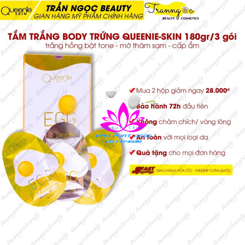 Tắm Trắng Body Trứng Vàng Queenie Skin Chính Hãng- Mua 1 Được 3