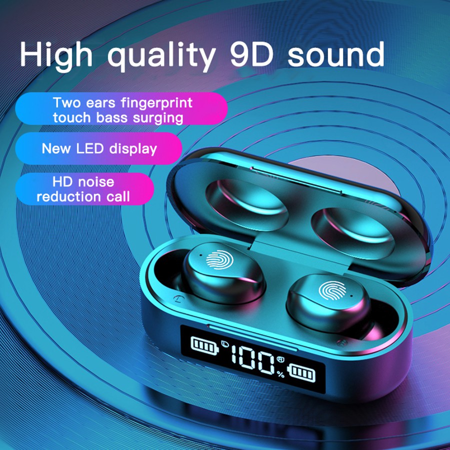 Tai nghe Bluetooth 5.0 AMOI F9-6 Màn hình Led âm thanh sống động an toàn ngay cả khi đi mưa Cảm ứng vân tay