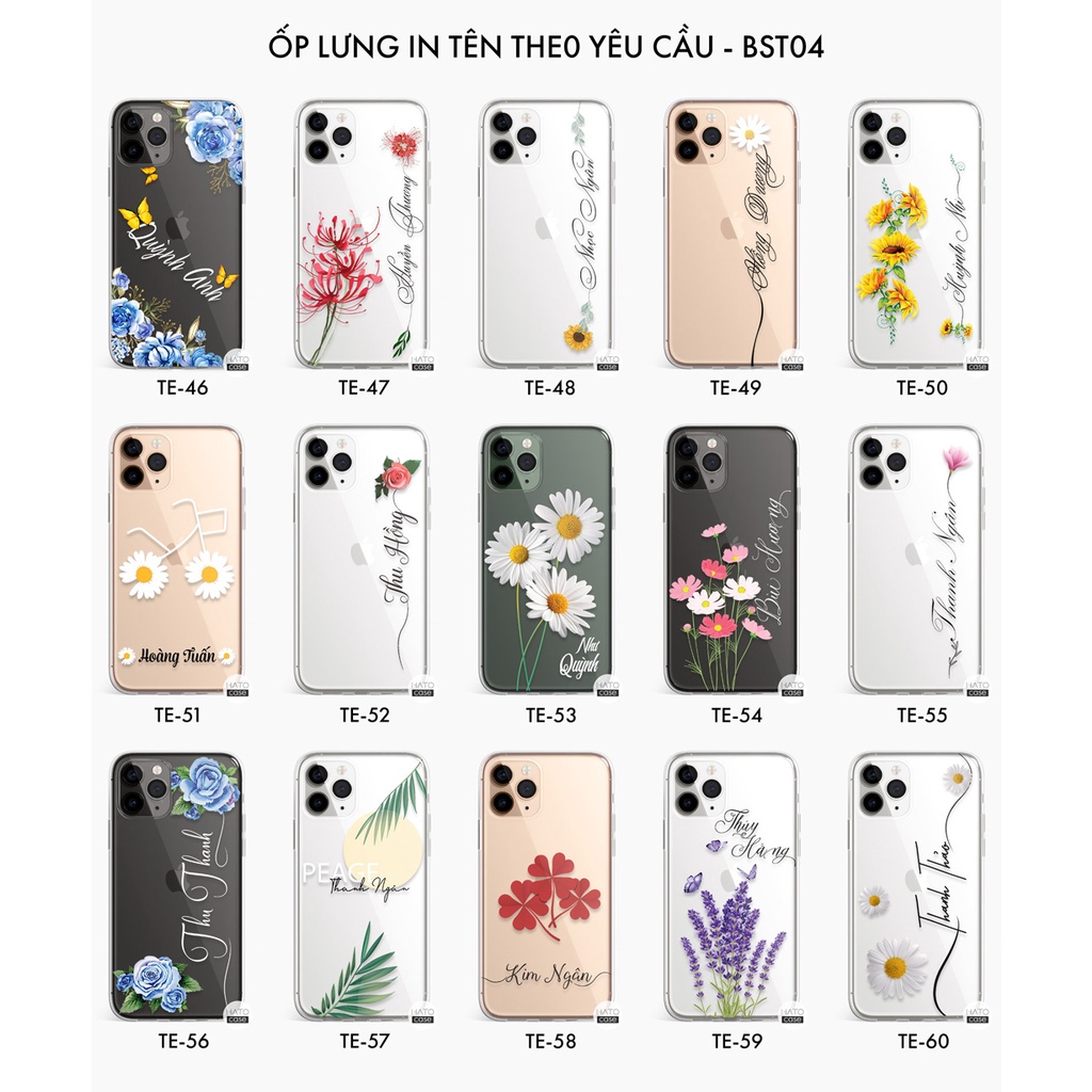Ốp Lưng In Tên Theo Yêu Cầu Cho iPhone Samsung Oppo Realme Vivo Xiaomi Huawei