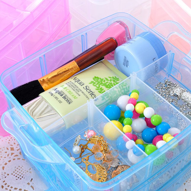 Hộp Nhựa 3 Tầng 18 Ngăn đa năng - giao màu ngẫu nhiên