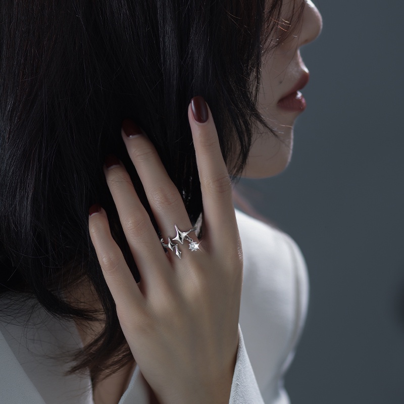 Nhẫn Hình Ngôi Sao Năm Cánh Đính Đá Pha Lê Thời Trang Cho Nữ