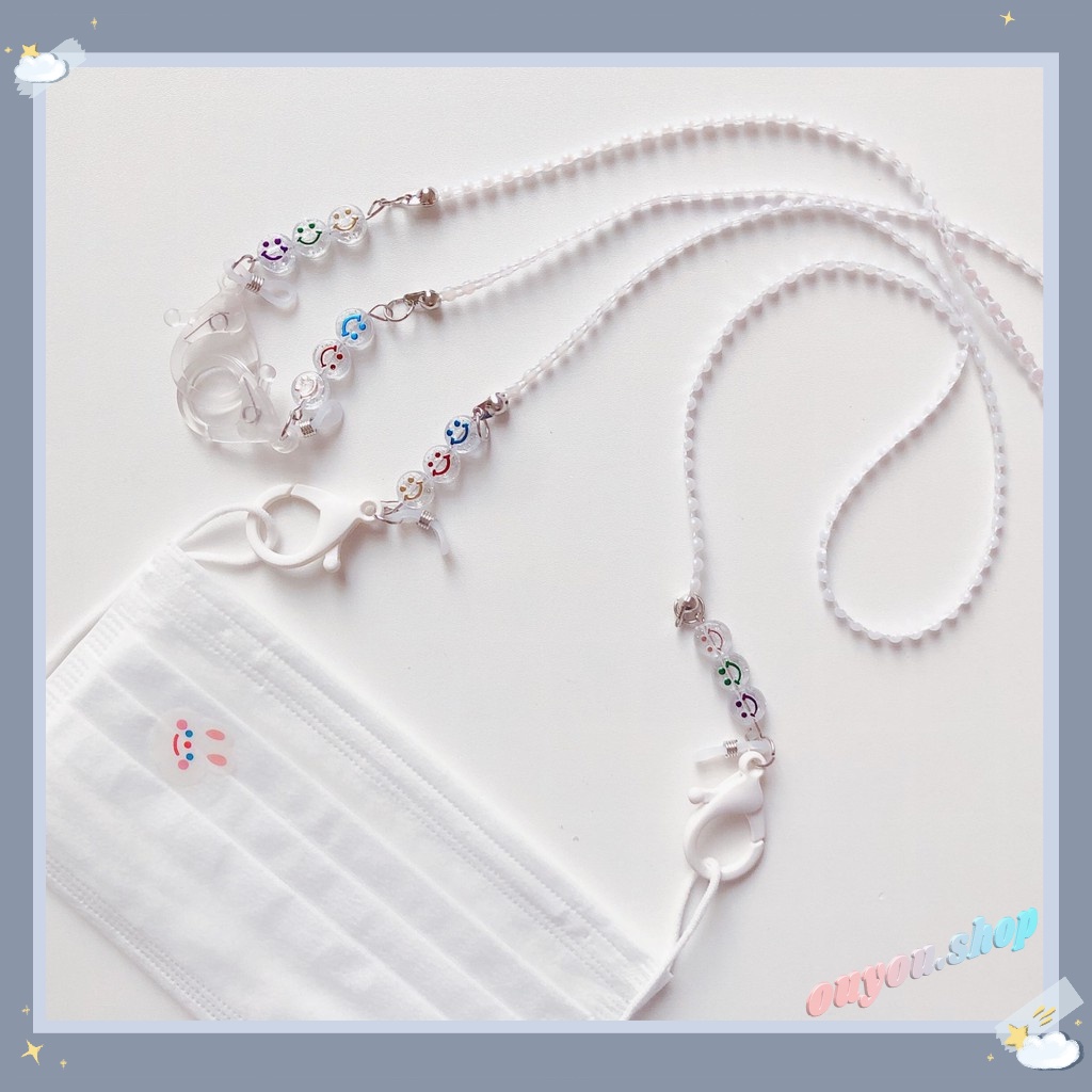 Dây đeo mắt kính  khẩu trang làm từ acrylic trong suốt trang trí mặt cười dễ thương OUYOU