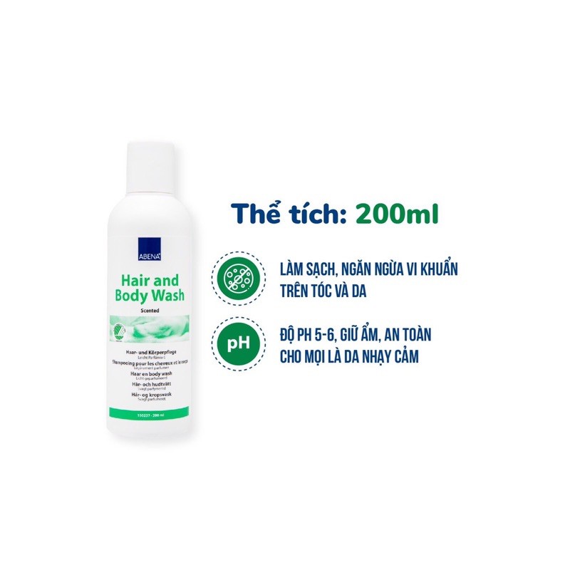 Dầu gội, tắm khô Abena Hair and Body Wash 200ml