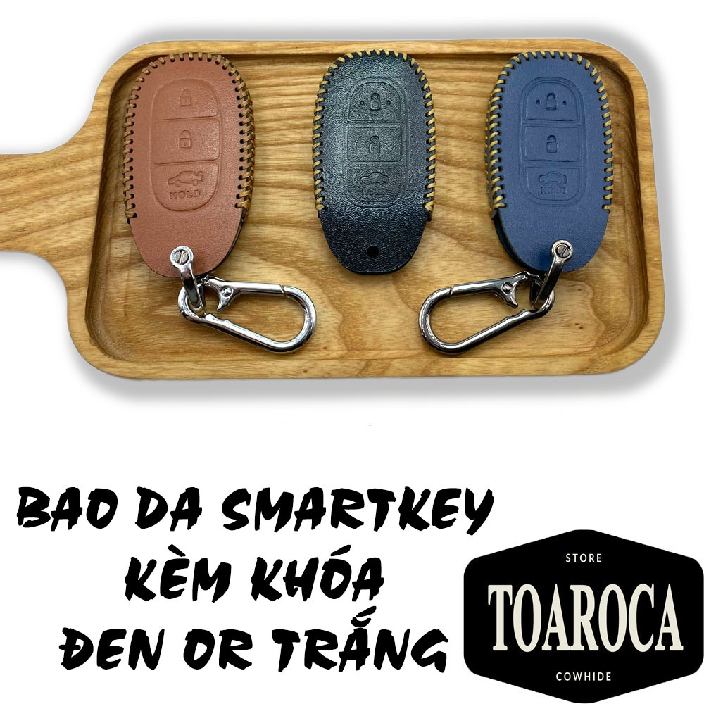 Bao Da Chìa Khóa Ô Tô Smartkey Huyndai 3 nút Accent 18-20, Santafe 19-20, Kona Da Bò Thật Cao Cấp Handmade Toaroca