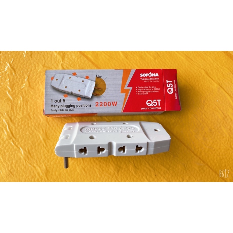 Phích cắm điện 1 ra 3 - Ổ cắm nối chia 5 ngã SOPOKA, đầu nối thông minh SOPOKA Q3T-Q5T chia 3 chia 5 siêu gọn