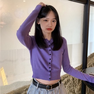 (ORDER) Áo len mỏng dài tay ulzzang màu tím - Purple Girl
