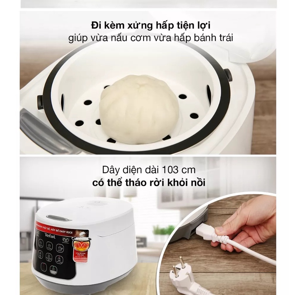 Nồi cơm điện tử 1 lít chống dính Tefal RK730168 600W - Hàng chính hãng