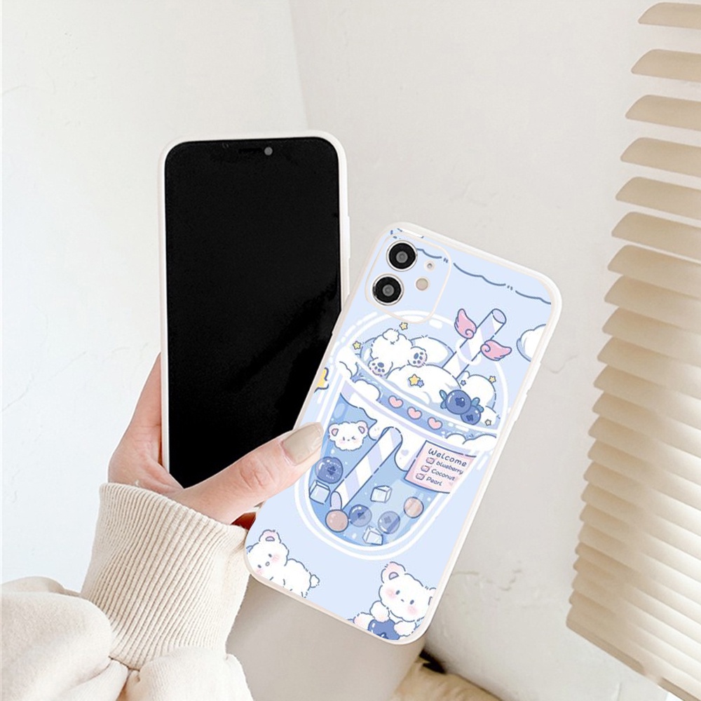 Ốp Iphone Trà Sữa Hồng Xanh Cạnh Vuông BVC Iphone5/5s/6/6plus/6s/6splus/7/7plus/8/8plus/x/xr/xs/11/12/13/pro/max