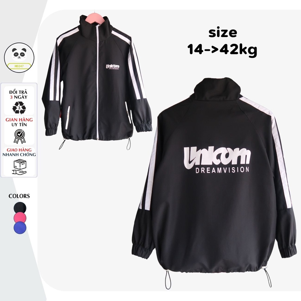 Áo khoác trẻ em bé trai và bé gái unisex UNICORN túi khóa kéo tiện lợi chất liệu gió 2 lớp thoáng khí HD247 0309