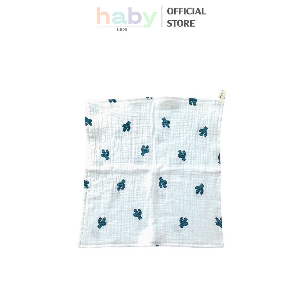 Khăn sữa cho bé, khăn mặt xô muslin 4 lớp in xương rồng HABY KIDS