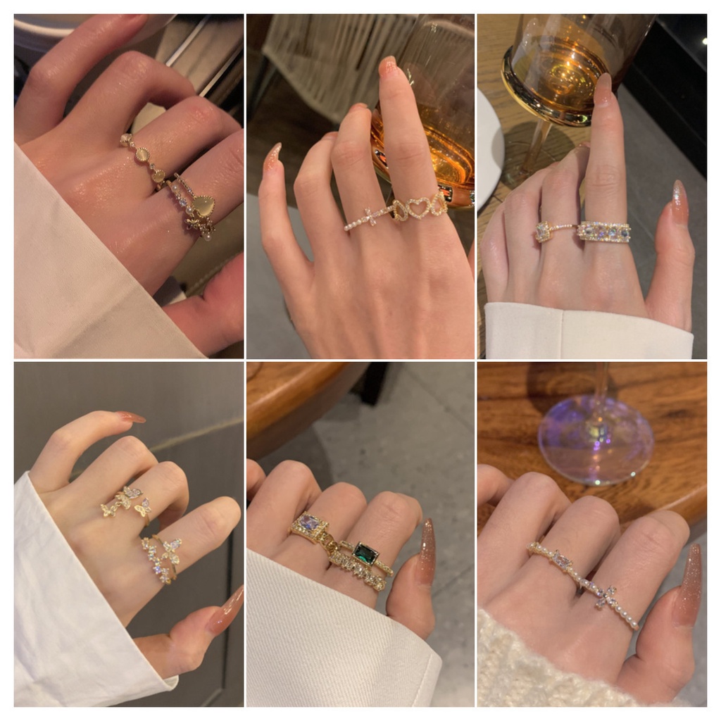 Nhẫn Hở Đính Ngọc Trai Zircon Đơn Giản Thời Trang