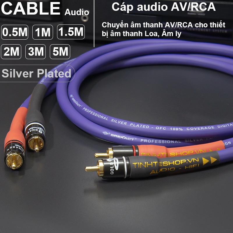 Cặp dây AV mạ bạc DIY 0.5M đến 5M - RCA silver plated cable