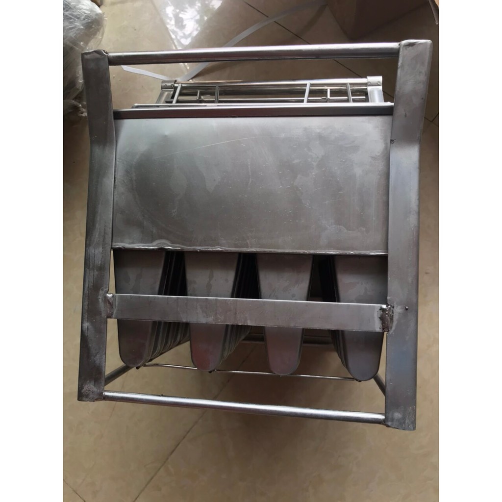 Bộ khuôn kem 40 lỗ bằng inox, bộ khuôn làm kem que, khuôn kem inox 40 lỗ