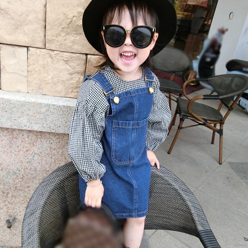Chân váy yếm denim thời trang dành cho bé gái