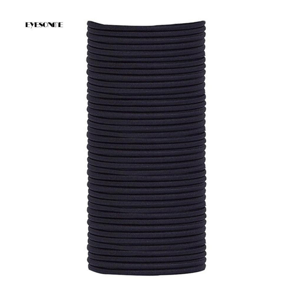 Set 100 dây thun cột tóc màu đen trơn đơn giản cá tính 4cm