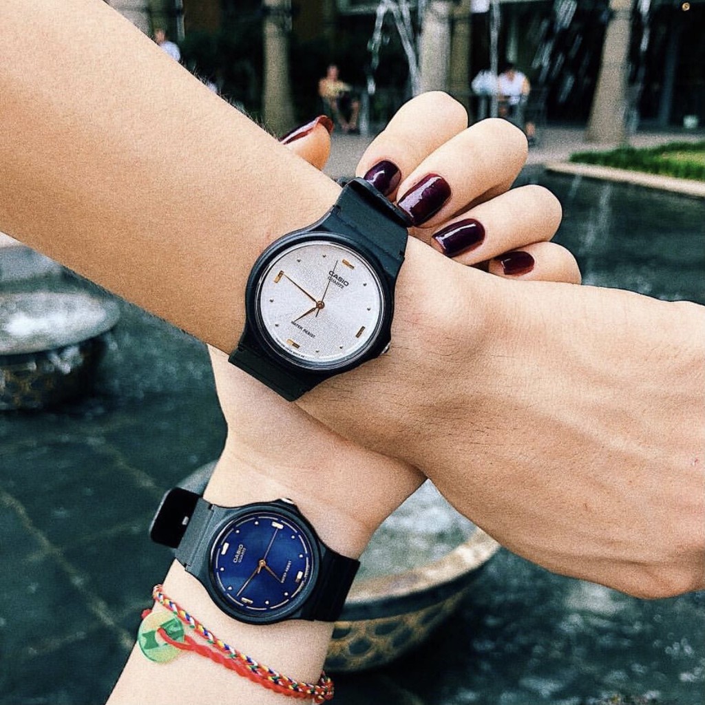Đồng hồ nam nữ Casio  chính hãng mặt tròn chống nước 3ATM , dây nhựa - đồng hồ MQ76