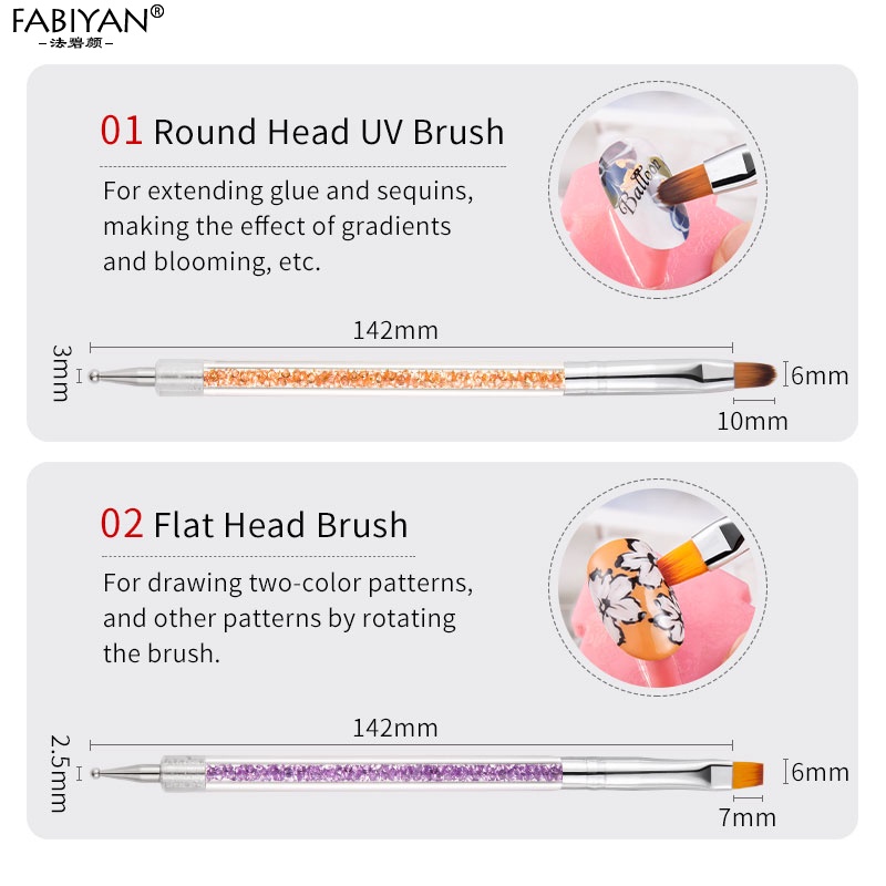 Set 6 bút vẽ móng FABIYAN hai đầu vẽ chấm bi và đường kẻ trang trí móng tay nghệ thuật tay cầm trang trí đá