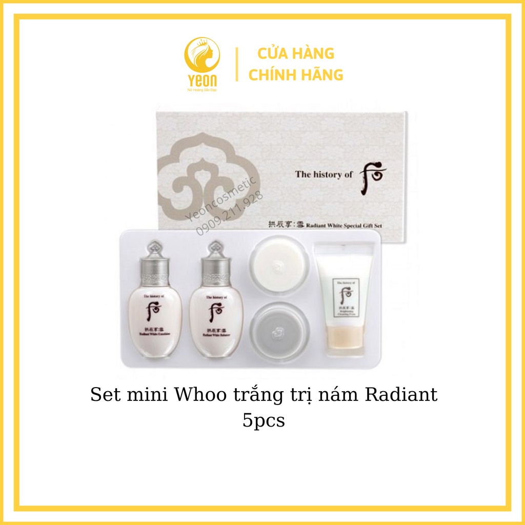 SET WHOO TRẮNG 5 SẢN PHẨM MINI_mờ nám sạm tàn nhang