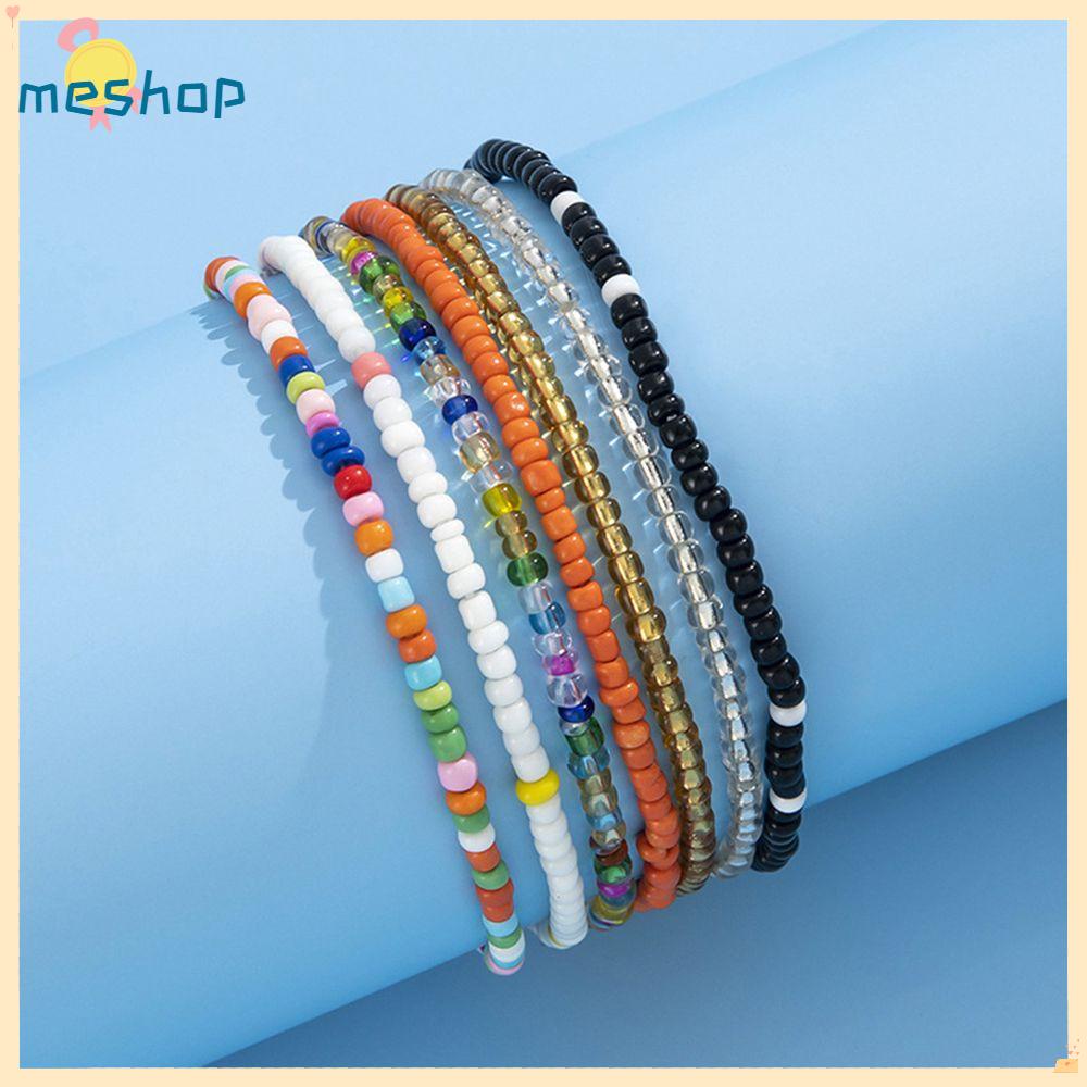 Set 7 Lắc Chân Co Giãn Xỏ Hạt Thủ Công Thời Trang Cho Nữ