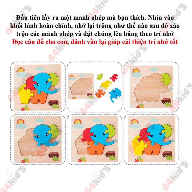 Đồ chơi gỗ xếp hình thông minh cho bé, đồ chơi trẻ em giá rẻ hình dạng ngẫu nhiên B4KIDS C11