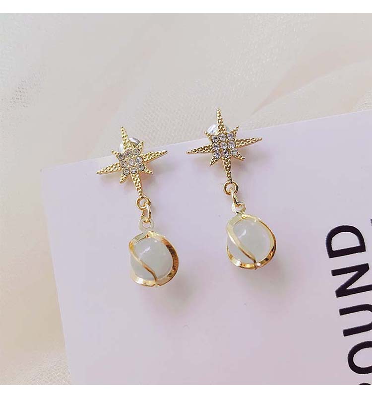 Bông Tai Mạ Bạc 925 Hình Ngôi Sao Đính Đá Xinh Xắn