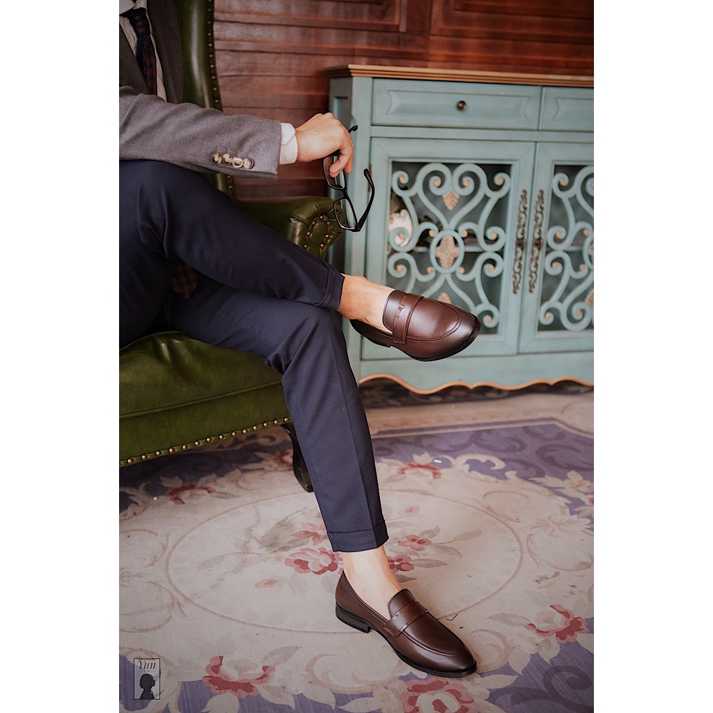 Giày Lười Loafer nam da bò nguyên tấm Toroshoes mã M575.5 Nâu Xậm