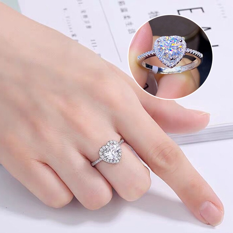 Nhẫn Hình Trái Tim Đính Đá Kim Cương Thời Trang Cho Nữ