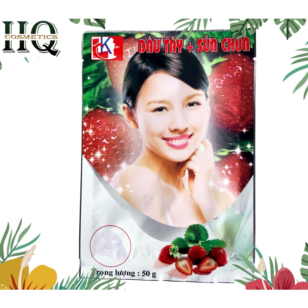 Đắp Mặt Nạ Dưỡng Trắng Da,Giảm Mụn LK 50g Có 7 Vị Lô Hội, Trái cây, Dâu tây, Dưa leo, Cà chua chanh, Ngọc Trai, Tam thất