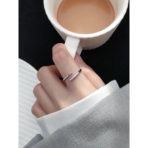 Nhẫn bạc ta nữ thiết kế đính đá hở lấp lánh - Kho sỉ bạc Nhất Linh