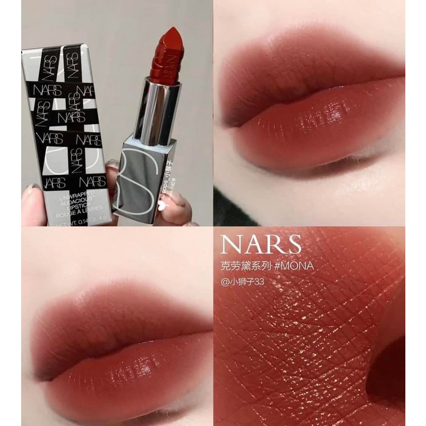 Son Nars Unwrapped Audacious Màu Mona phiên Bản Giới Hạn, thiết kế vỏ bạc, chất son siêu mịn m