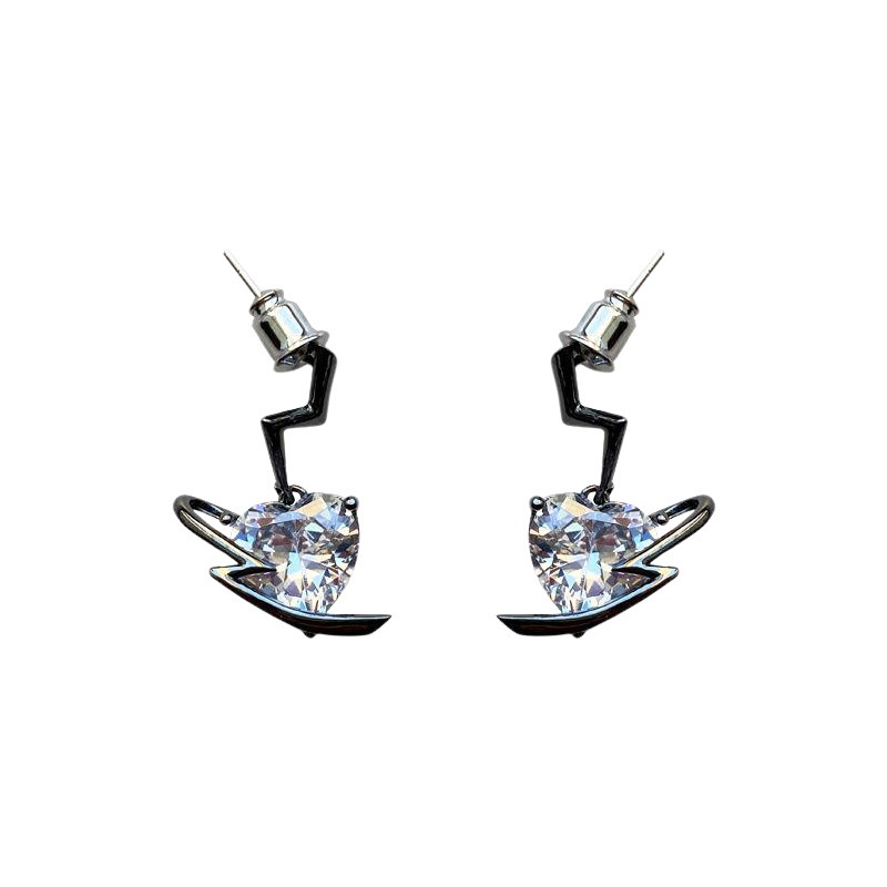 Khuyên Tai Hình Tia Sét Trái Tim Độc Đáo Phong Cách Hàn Quốc