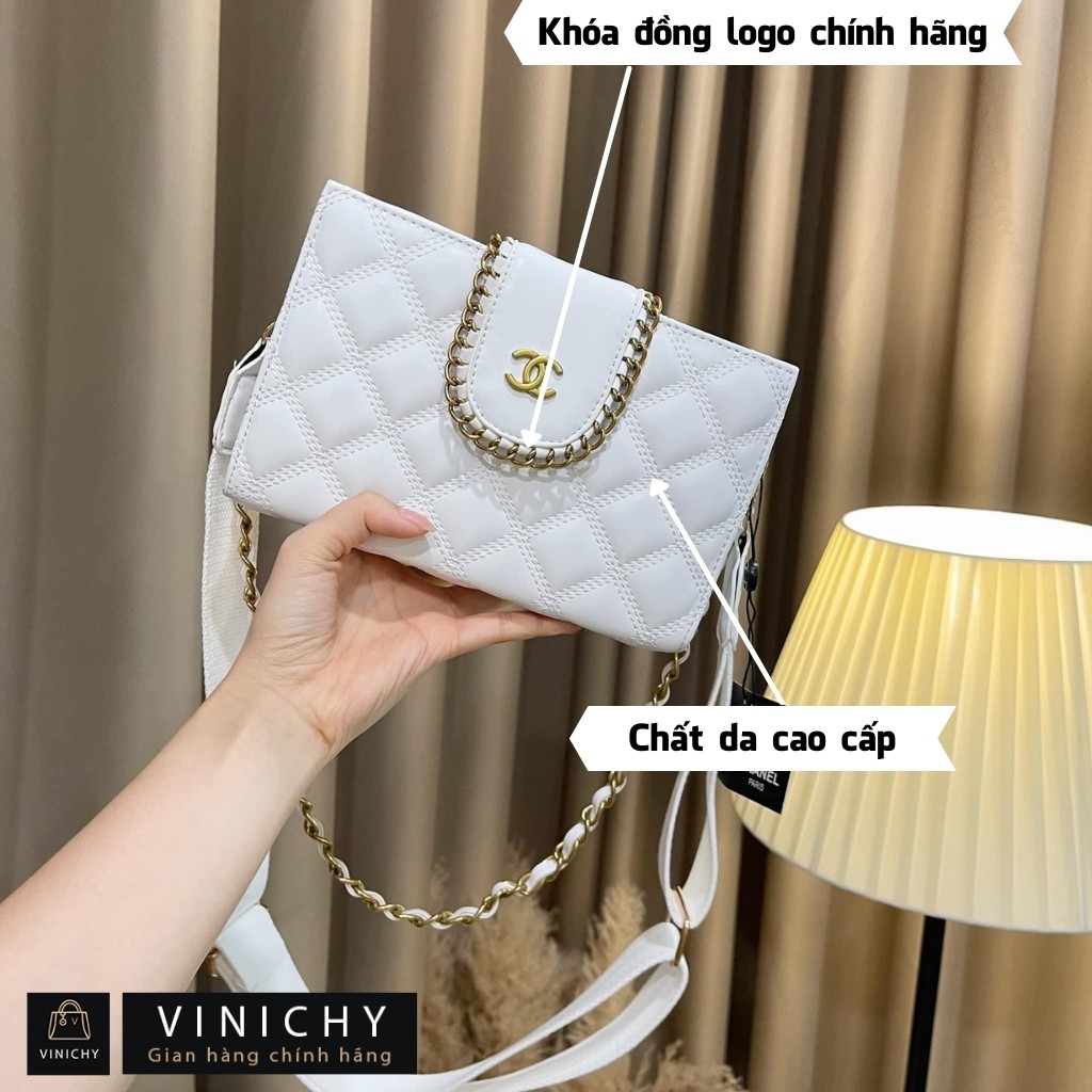 Túi xách nữ đeo chéo, kẹp nách, đeo hông, ngực, túi đi chơi, đi học VINICHY, da cao cấp size 24cm HA023