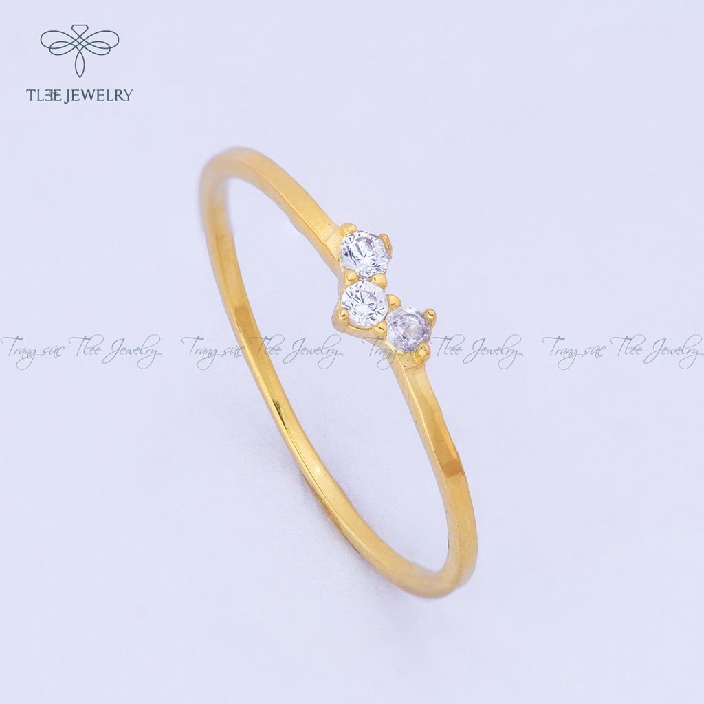 Nhẫn bạc nữ TLEE tiny mảnh mạ vàng 14k cao cấp NCJ A0113