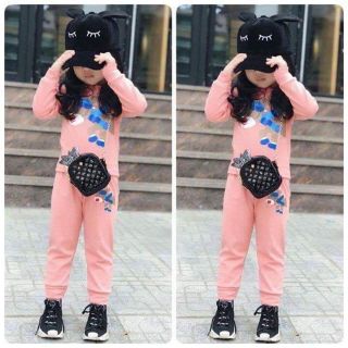 Bộ cotton len cổ 3 phân cho bé