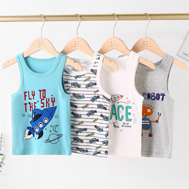 Áo Ba Lỗ Cotton Thời Trang Mùa Hè Dành Cho Bé Trai 100-160cm