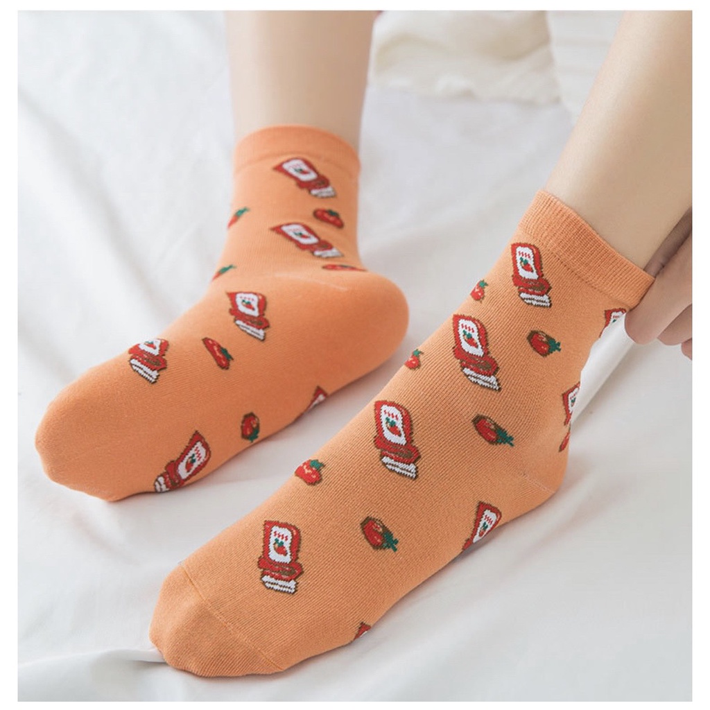 Set 3 đôi tất hoa quả Bivota vớ nữ cổ cao Hàn Quốc siêu xinh T118