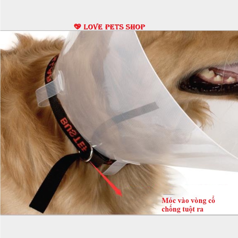 VÒNG CỔ CHỐNG LIẾM CHO CHÓ MÈO BẰNG NHỰA CÓ KHUY GÀI - LOVE PETS SHOP
