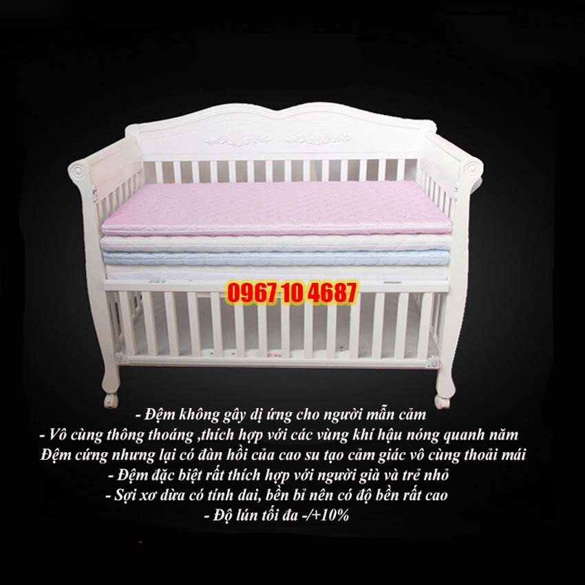 Nệm sơ dừa cho cũi, Đệm cũi cho bé 100% xơ dừa tự nhiên - Thoáng mát