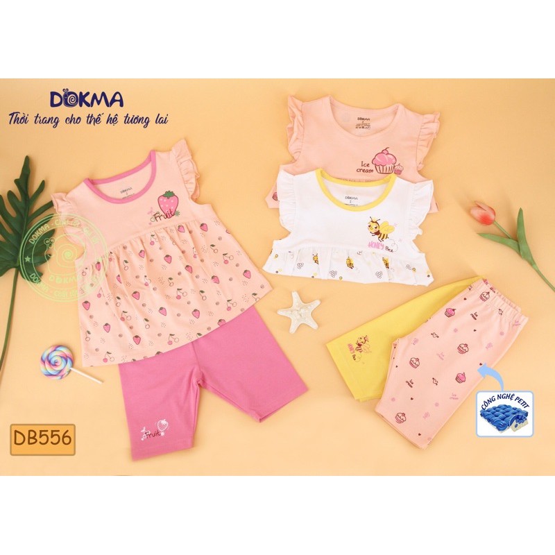 Bộ áo váy quần ngố bé gái Dokma (2-6T)