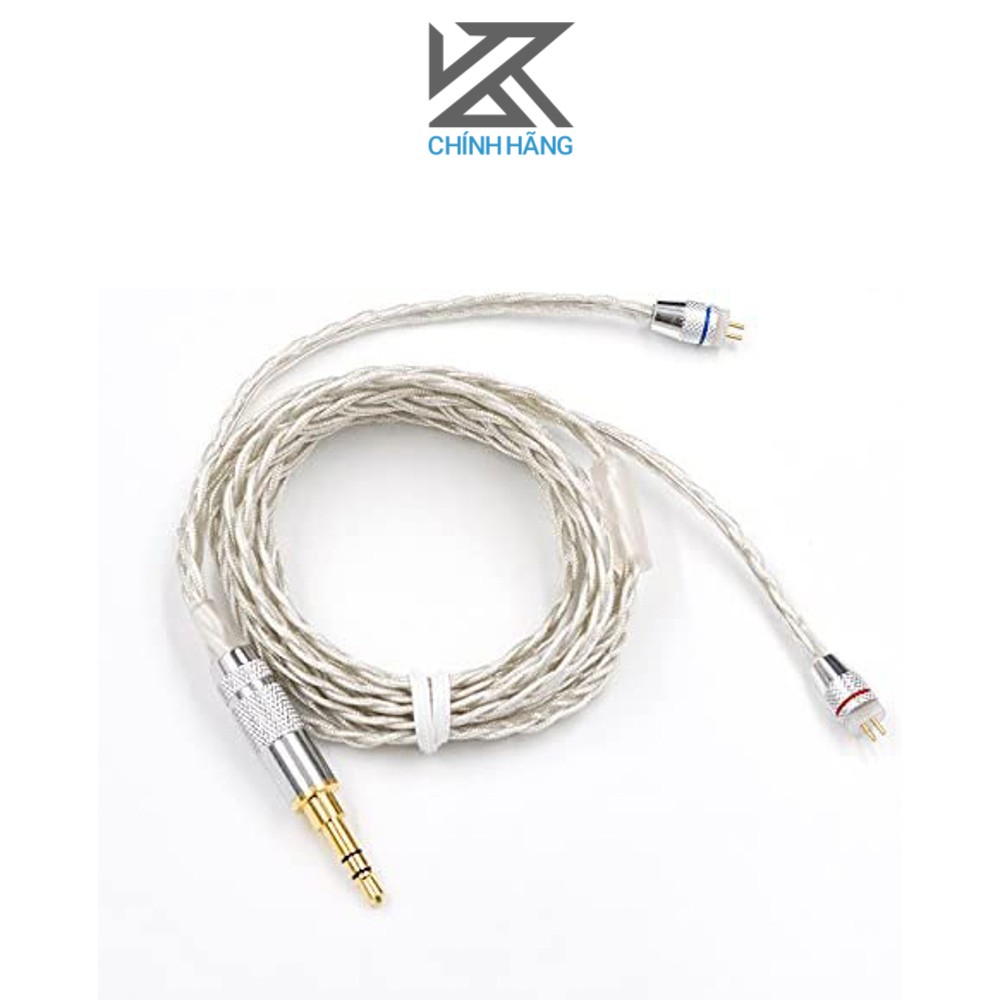 Dây nâng cấp tai nghe KZ - Braided Silver KZ Cable - Hàng chính hãng | Dây đồng mạ bạc cao cấp, đan 8 lõi, 2-pin 0.75mm