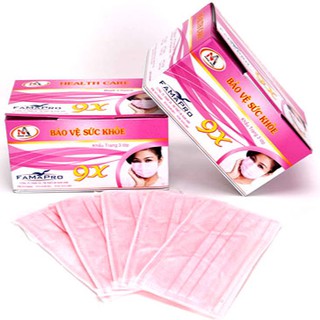 Bộ 10 Hộp Khẩu Trang Y Tế 3 Lớp Nam Anh 9X Màu Hồng Hộp 50 Cái Cao Cấp ( Chính Hãng)