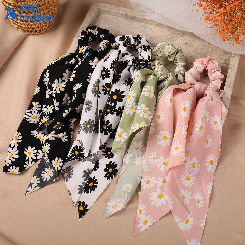 Dây buộc tóc co giãn đính hoa xinh xắn
