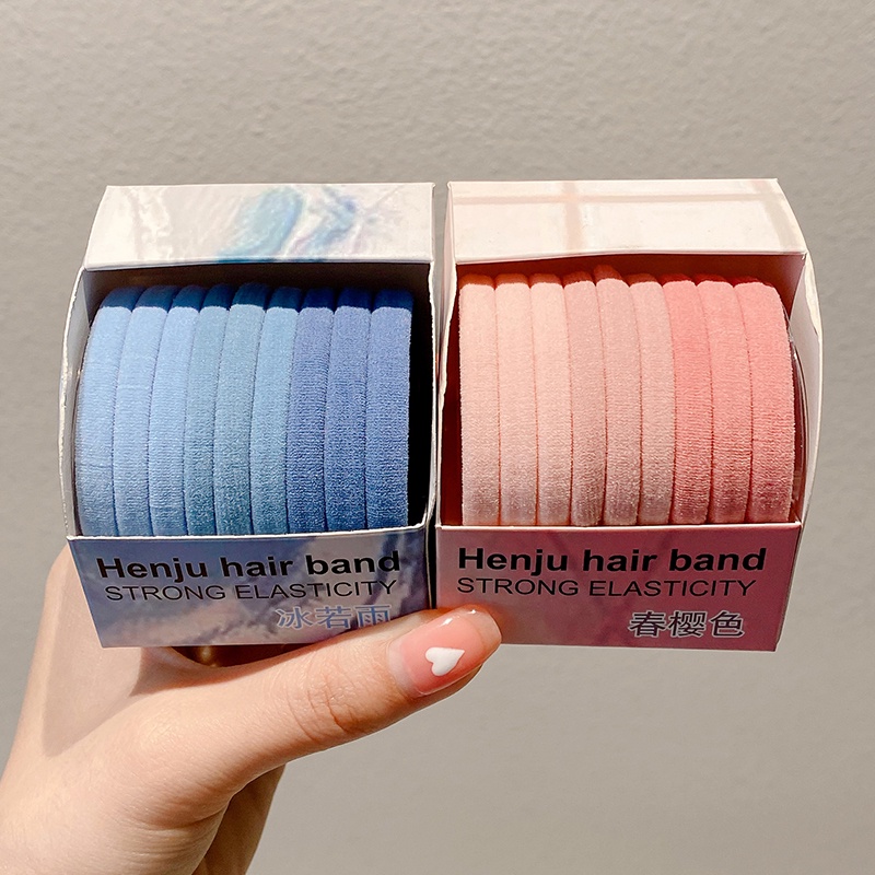 Dây Buộc Tóc Cao Su Co Giãn Kiểu Dáng Đơn Giản Kèm Hộp Đựng Mới
