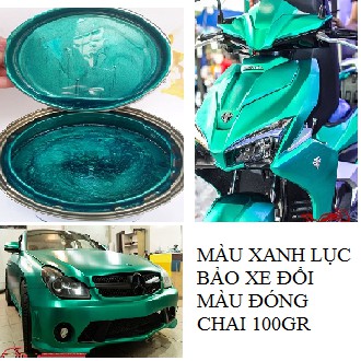 Màu XANH LỤC BẢO xe đổi màu (Sơn ô tô, xe máy) đóng chai 100gam hệ màu chuẩn, cho xe máy, ô tô đẹp sang trọng, quý phái