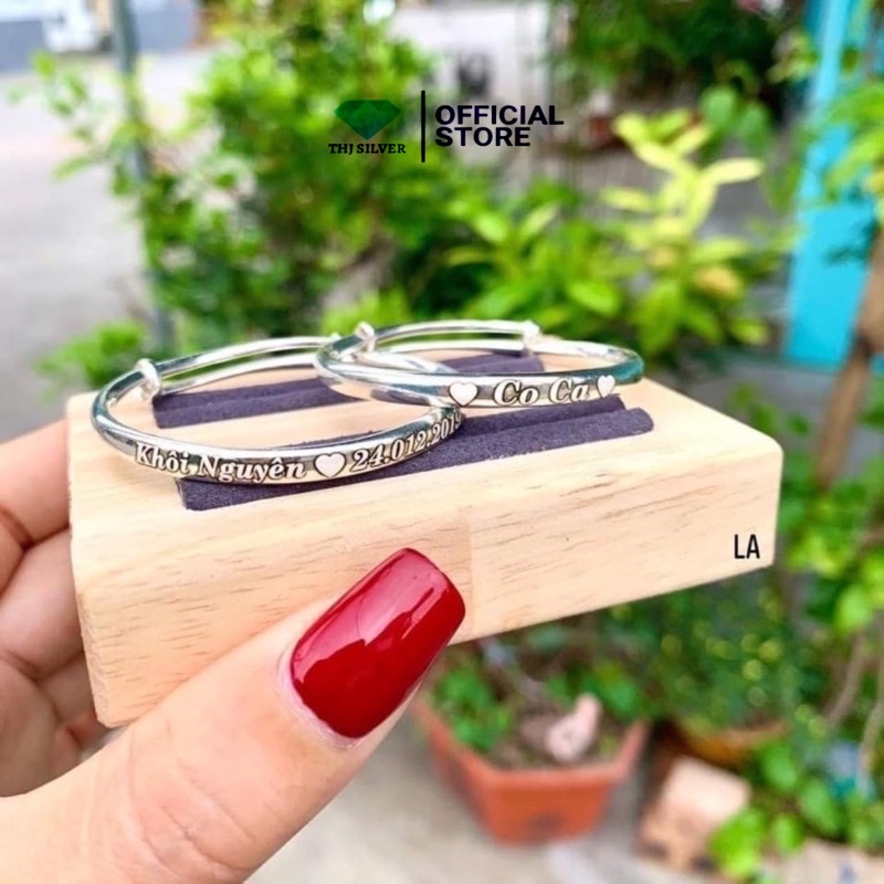 Vòng khắc tên cho bé chuẩn bạc ta - vòng chỉnh được size to nhỏ