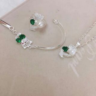 🌟 🌟 🌟 Set Hồ ly ôm ngọc trai bạc chuẩn